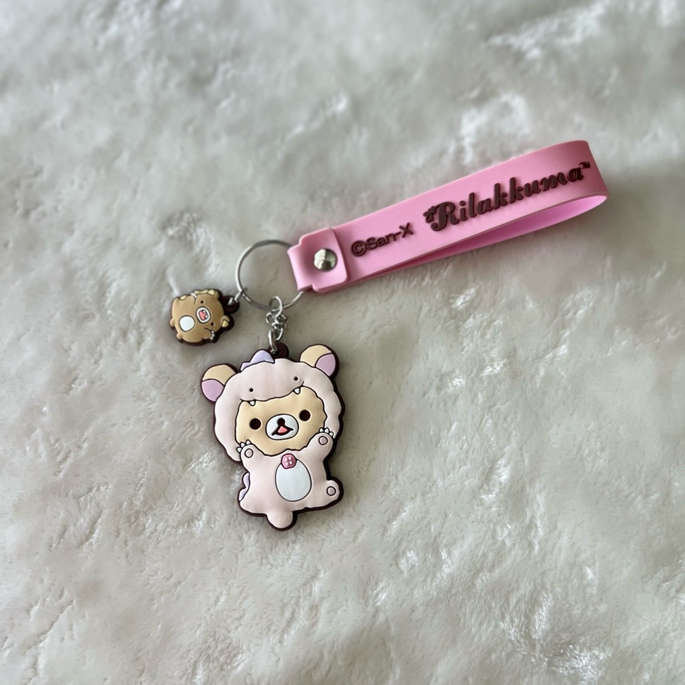 Pink Rilakkuma Dinosaur Keychain